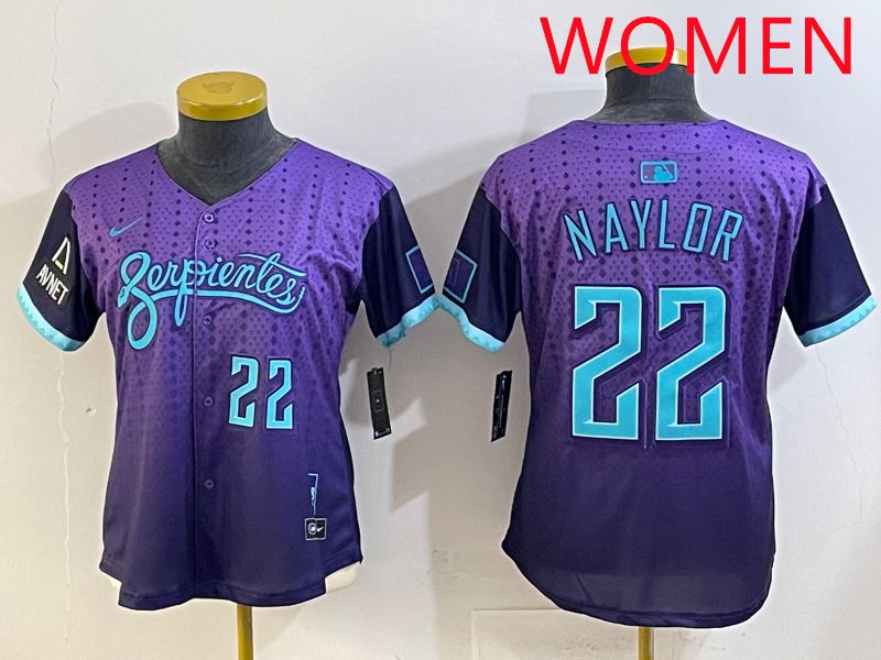 Women 2025 Arizona Diamondback #22 Naylor Purple Joint Name Nike MLB Jersey style 7